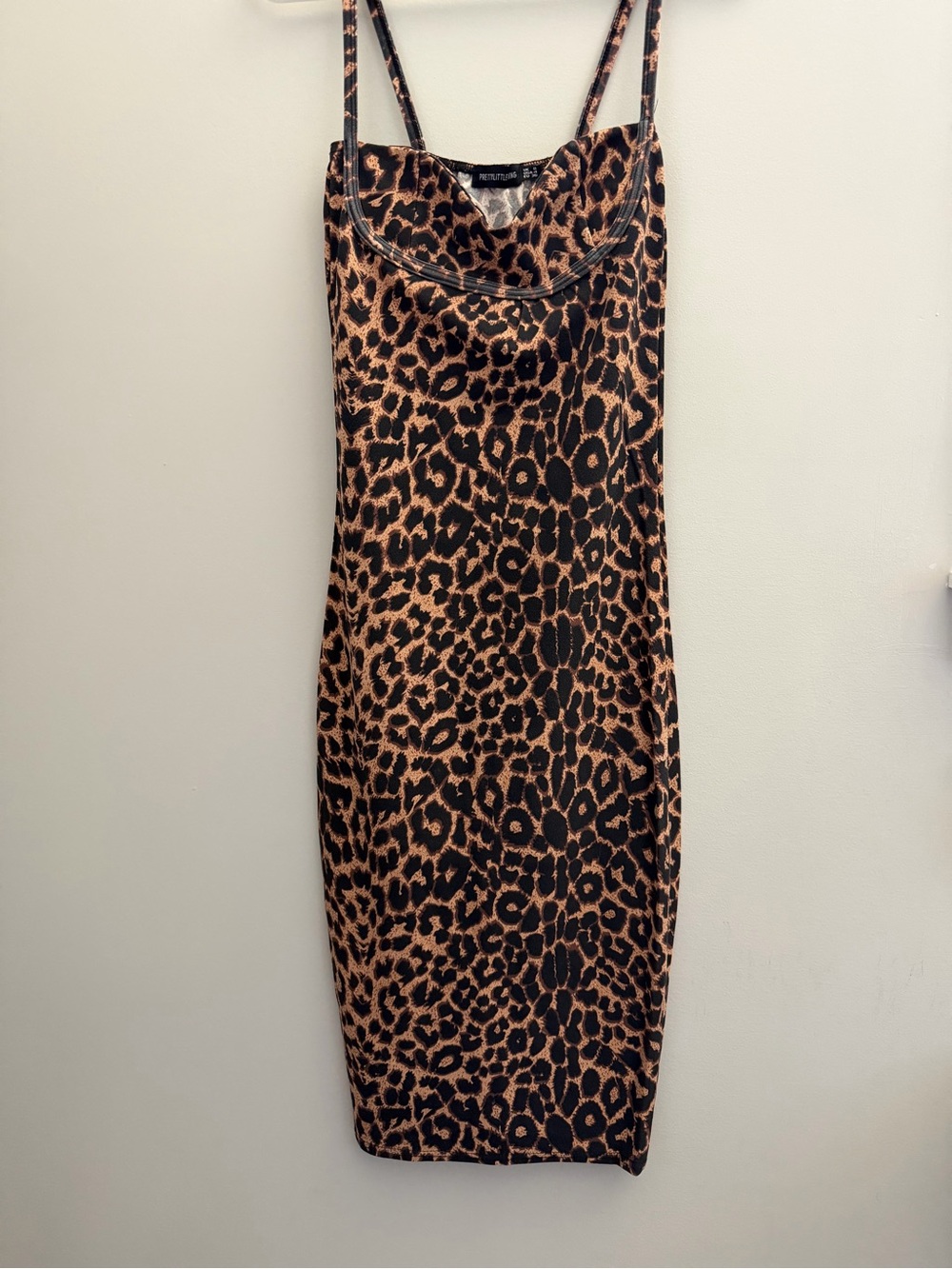 PrettyLittleThing Leopard Print Midi Slip Dress - Black & Brown